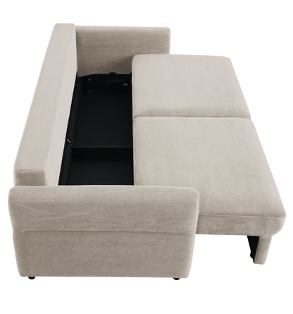 Haran - Pull Out Sleeper Sofa With Storage - Beige