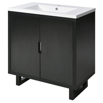 Bathroom Vanity Set With Sink, Combo Cabinet, Bathroom Storage Cabinet, Solid Wood Frame - Black