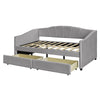 Twin Size Upholstered Daybed With Two Drawers And Slat - Gray