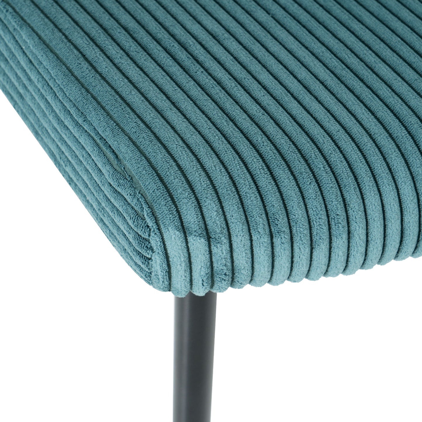 Modern Upholstered Dining Chair Set With Black Metal Legs (Set of 2) - Turquoise