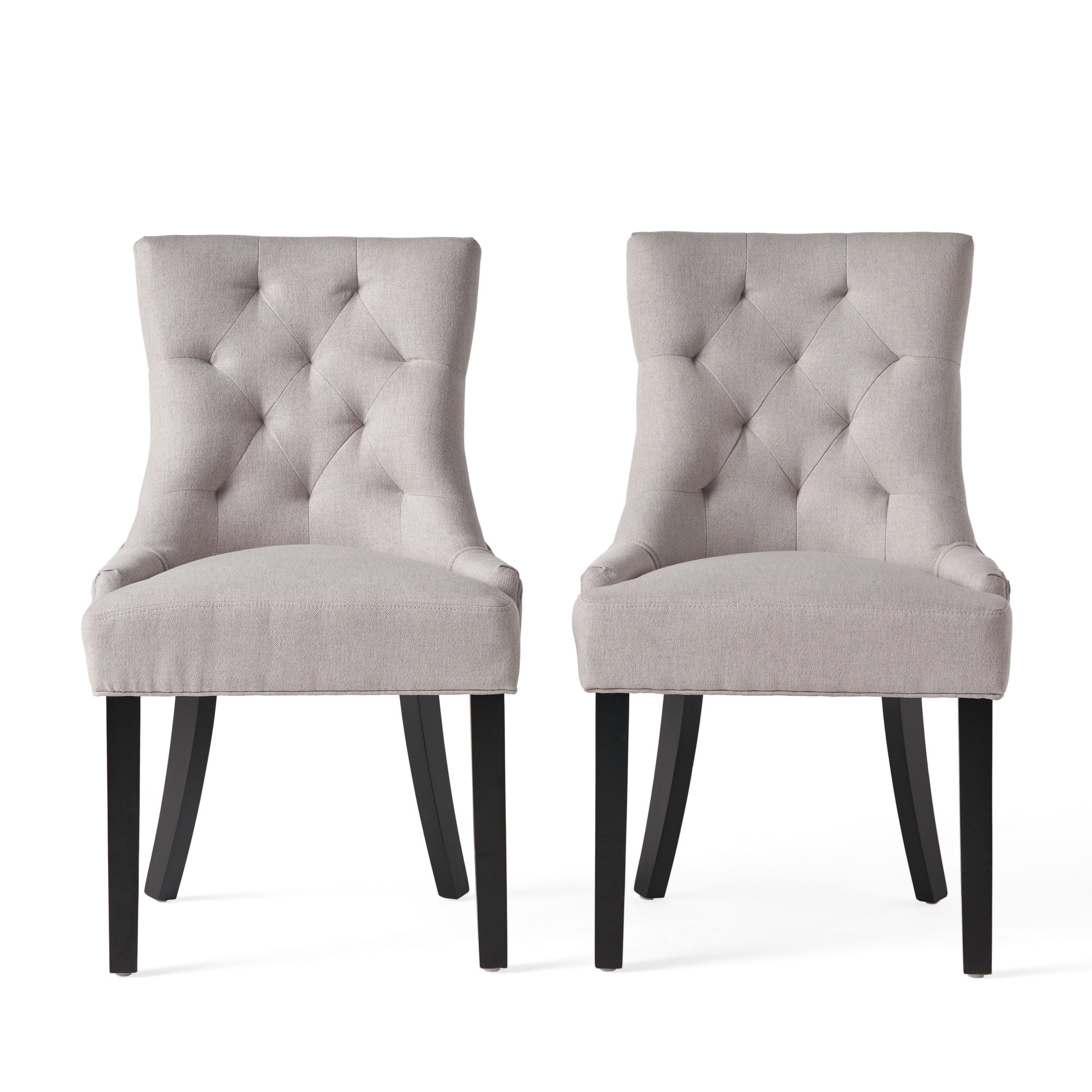 Quenching - Dining Chair With Sloped Arms And Diamond Tufting (Set of 2) - Light Gray