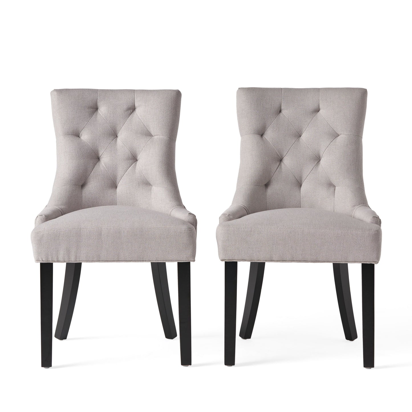 Quenching - Dining Chair With Sloped Arms And Diamond Tufting (Set of 2) - Light Gray