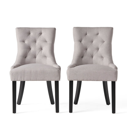 Quenching - Dining Chair With Sloped Arms And Diamond Tufting (Set of 2) - Light Gray