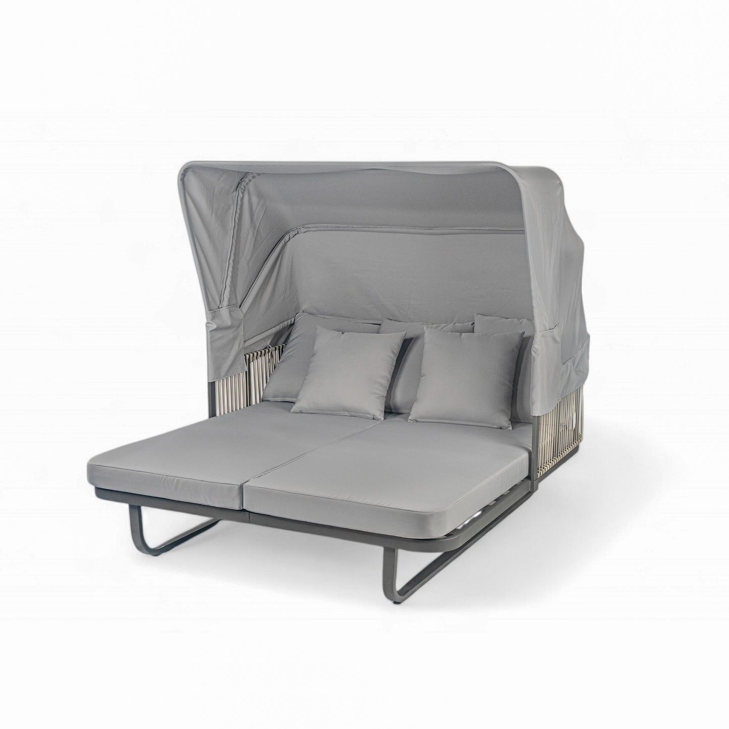 Outdoor Patio Daybed Rattan Daybed Outdoor Sunbed With Detachable Pillows For Patio, Backyard, Pool - Gray