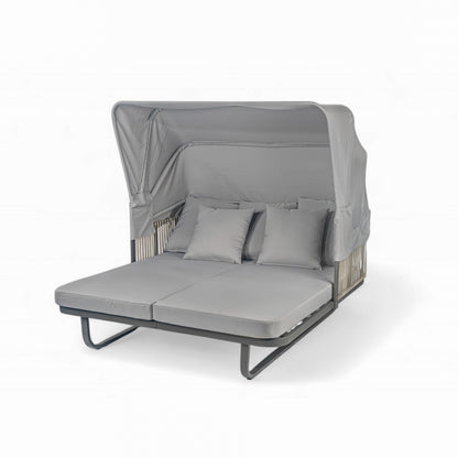 Outdoor Patio Daybed Rattan Daybed Outdoor Sunbed With Detachable Pillows For Patio, Backyard, Pool - Gray