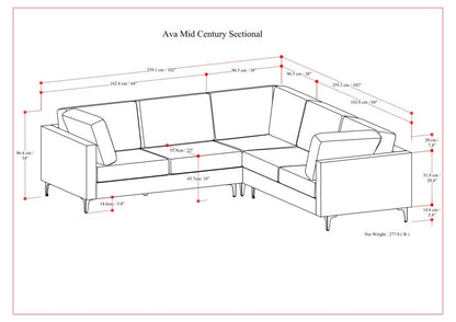 Ava - Mid Century Corner Sectional Sofa - Cream