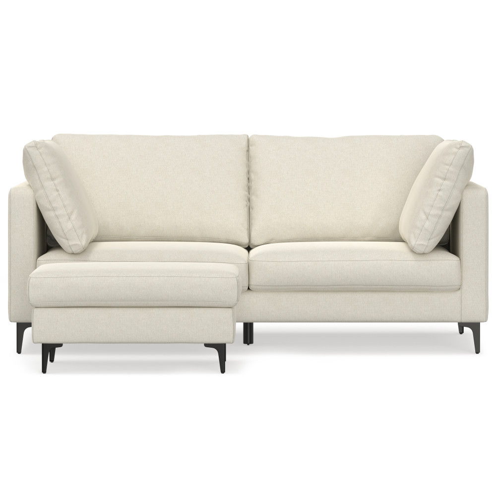 Ava - Mid Century Sofa With Ottoman Set, Upholstered - Cream