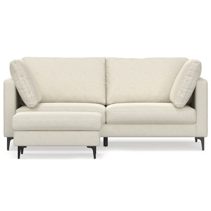 Ava - Mid Century Sofa With Ottoman Set, Upholstered - Cream