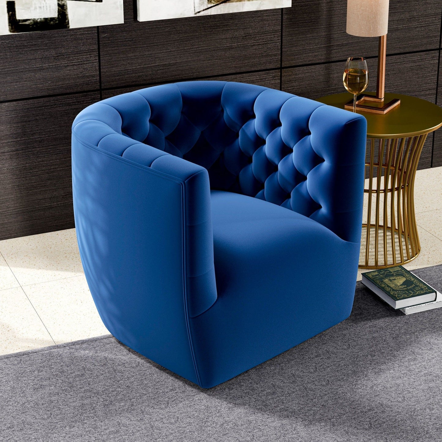 Delaney - Swivel Chair - Dark Blue