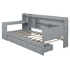 Twin Size Daybed With 3 Drawers USB Ports And Desk - Gray