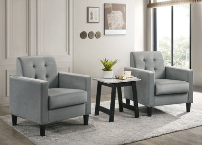 Hale - Velvet Armchairs And End Table Living Room (Set of 3) - Light Gray