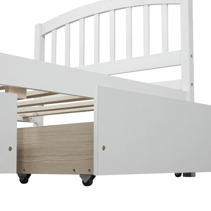 Twin Platform Storage Bed Frame With Two Drawers And Headboard - White