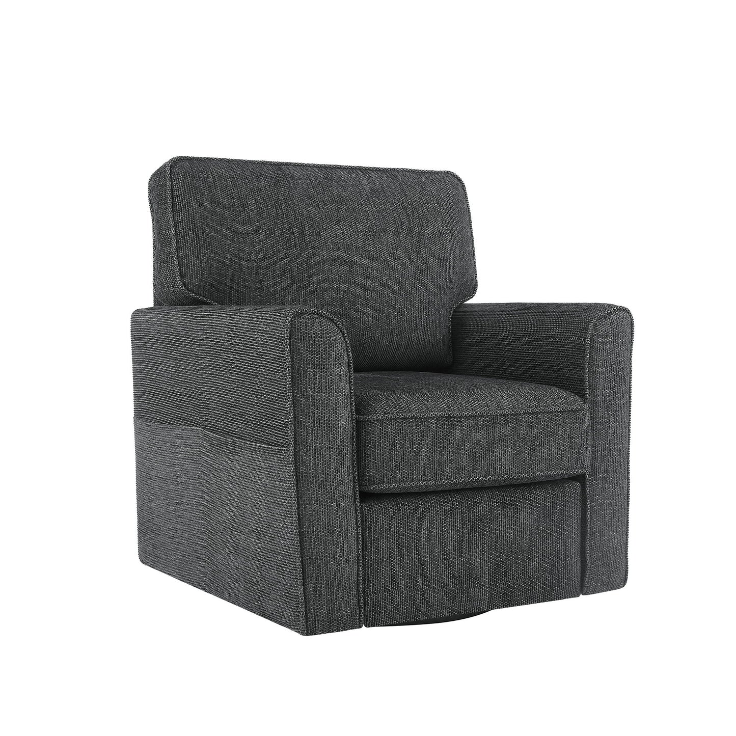 360 Degree Swivel Chair Accent Barrel Armchair With Side Pockets, Compact Design For Living Room, Bedroom, Office - Gray