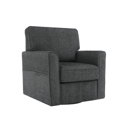 360 Degree Swivel Chair Accent Barrel Armchair With Side Pockets, Compact Design For Living Room, Bedroom, Office - Gray