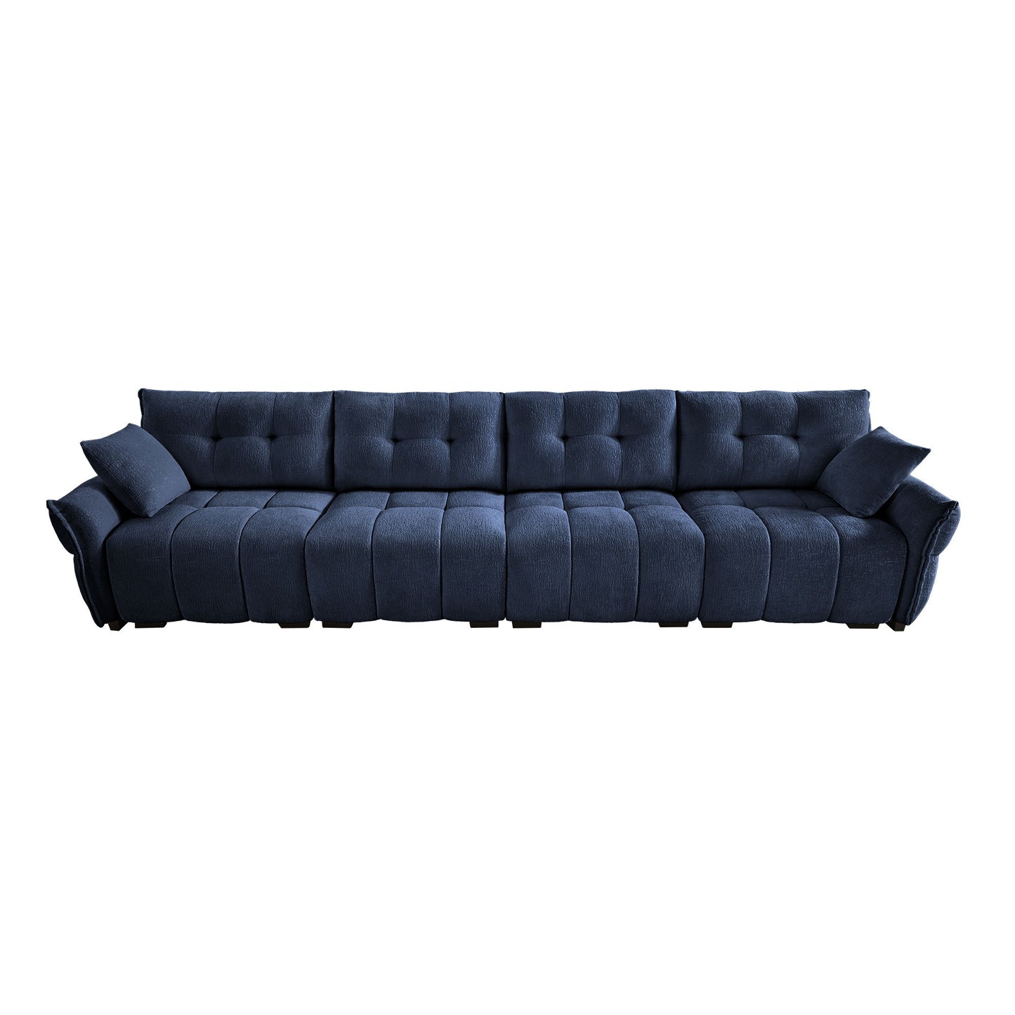 Modern 4 Seater Sofa Frame In Premium, High Resilience Cushions, Versatile Seating - Blue