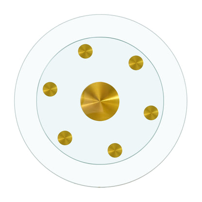 Double Layer Rotatable Round Glass Plate - Gold / Transparent