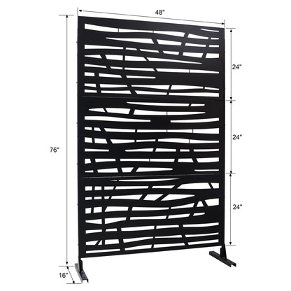 Outdoor & Indoor Privacy Screen Metal Privacy Screen, Steel Decorative Panels - Black