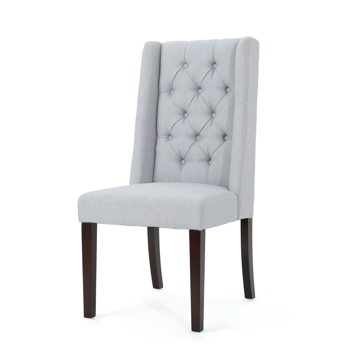 Sophisticated Tufted Dining Chair (Set of 2) With High Back And Birch Wood Legs - Light Gray