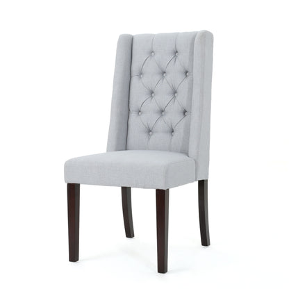 Sophisticated Tufted Dining Chair (Set of 2) With High Back And Birch Wood Legs - Light Gray