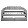 Twin Size Upholstered Classic Daybed With Drawers, Slat Support - Gray