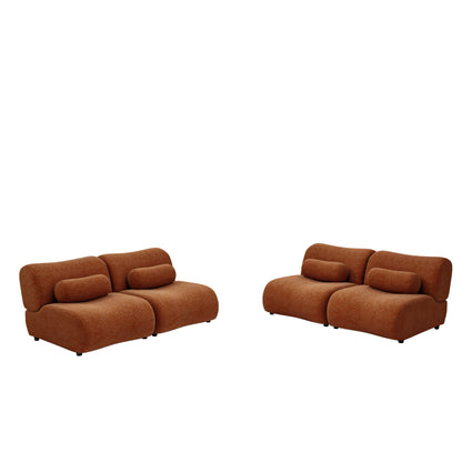 Modern L - Shaped Modular Sofa Set High Comfort Chenille Fabric, Freely Arrangeable For Living Room - Orange