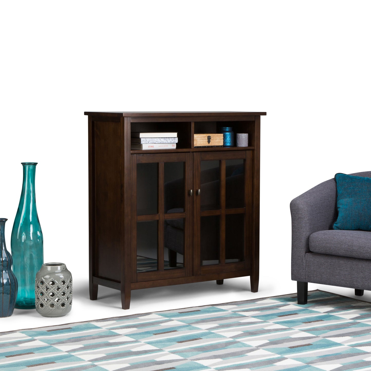 Warm Shaker - Medium Storage Media Cabinet - Tobacco Brown