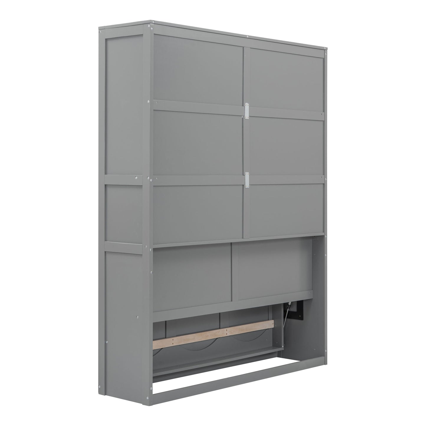 Queen Size Murphy Wall Bed With Shelves, Space Saving And Construction - Gray