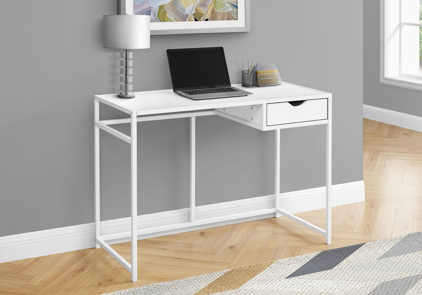 Computer Desk For Home Office, Laptop, Storage Drawer - White