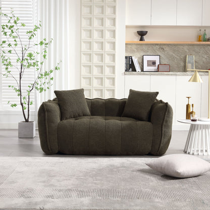 Soft Beanbag Chair With High Resilience Foam Core For Two People - Olive Green