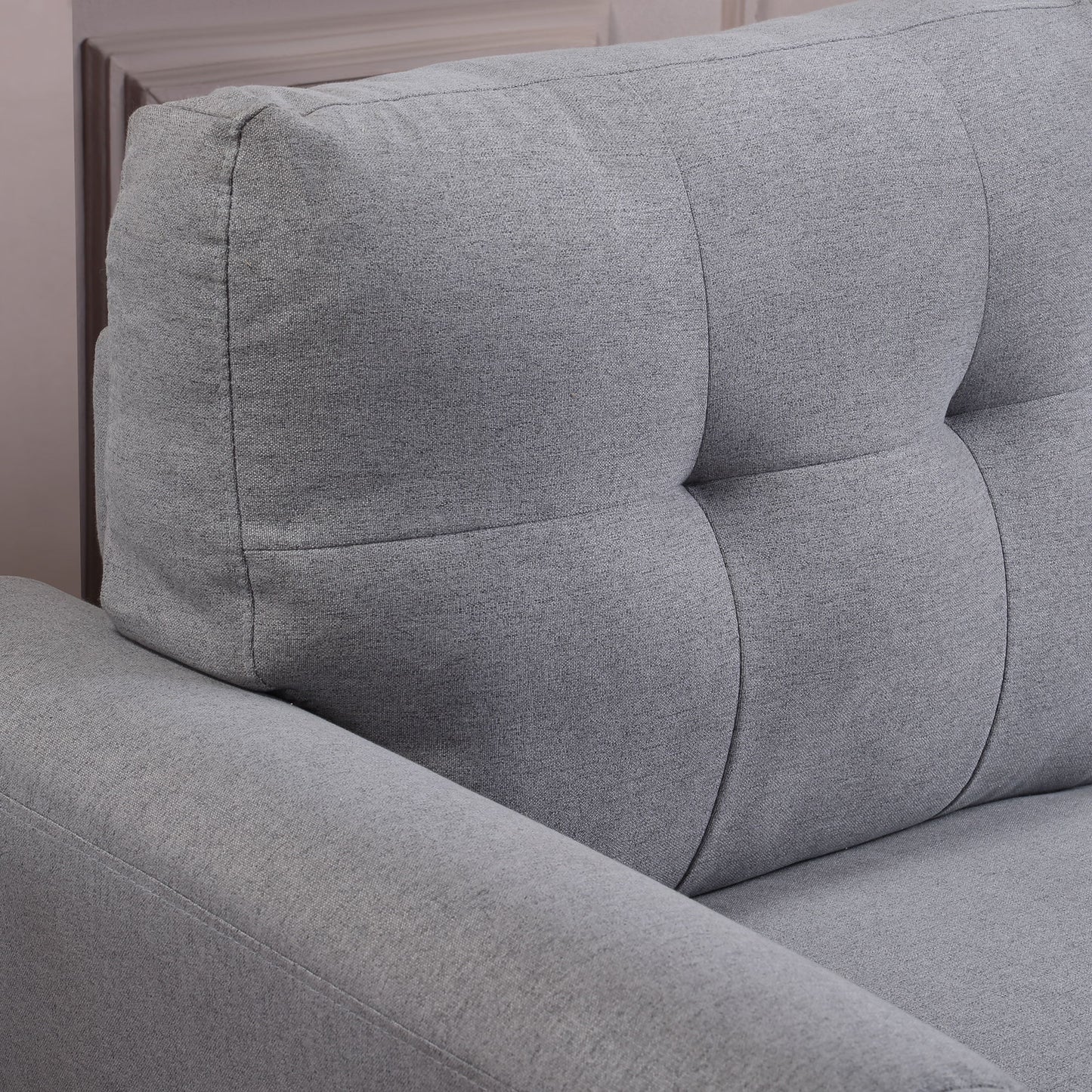 Modern Living Room Sofa Set Linen Upholstered Couch Furniture For Home Or Office - Light Gray / Blue