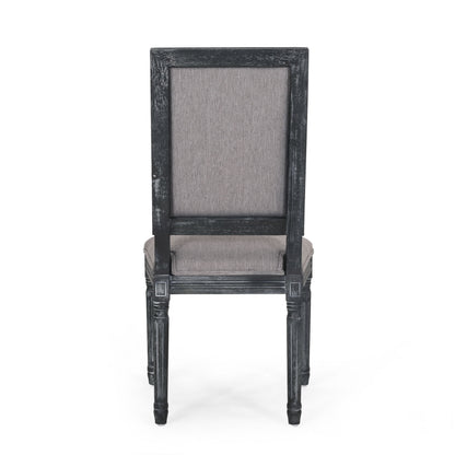 French Country Style Dining Chair Set With Upholstered Seats And Weathered - Gray