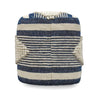 Diamond - Handcrafted Fabric Cylindrical Pouf - White / Dark Blue