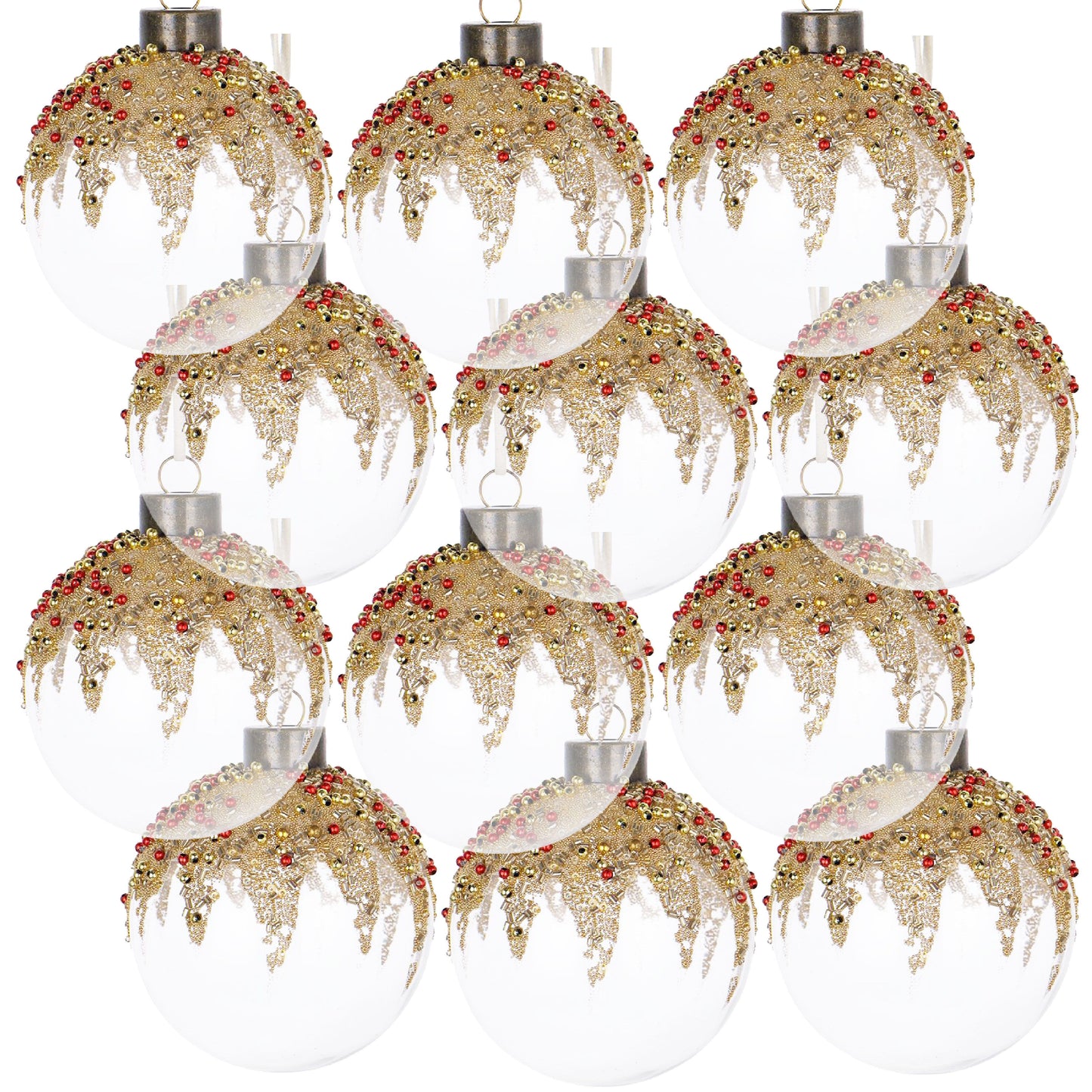 Christmas Ball Ornaments, Glass Decorative Hanging Ball Christmas Tree Ornaments For Holiday Party Decorations (Set of 12) - Multi