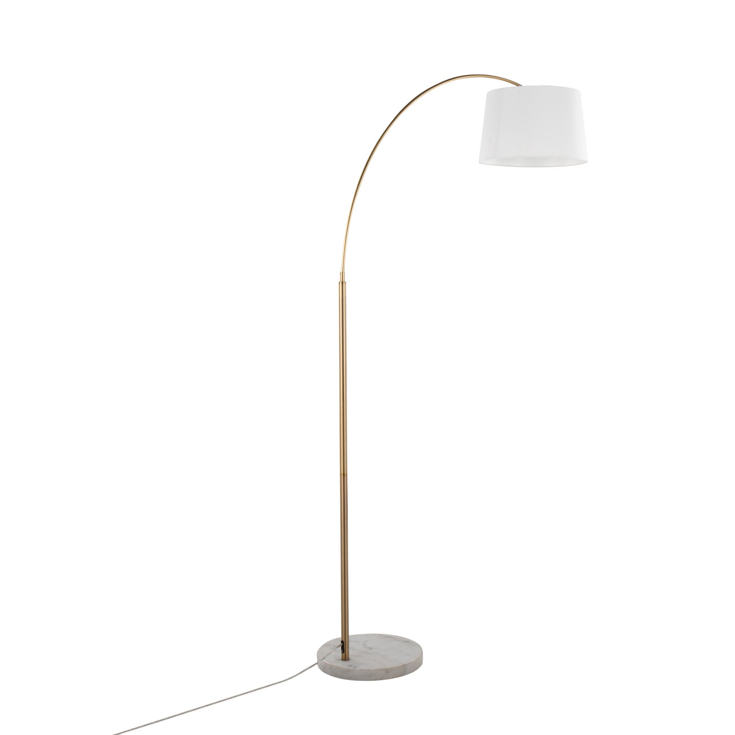 March - Contemporary Floor Lamp - Antique Brass / White