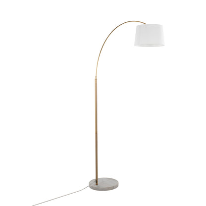 March - Contemporary Floor Lamp - Antique Brass / White