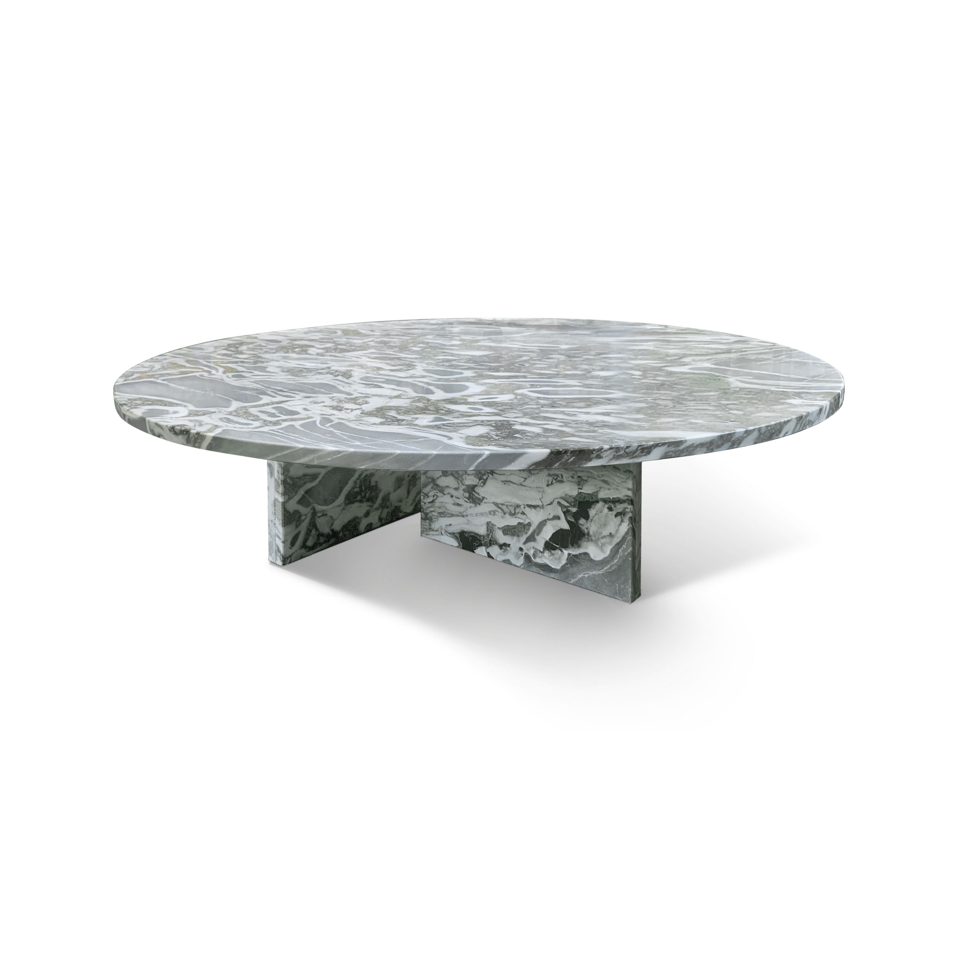 Natural Marble Coffee Table With Polished Surface For Living Room - Blue / Gray
