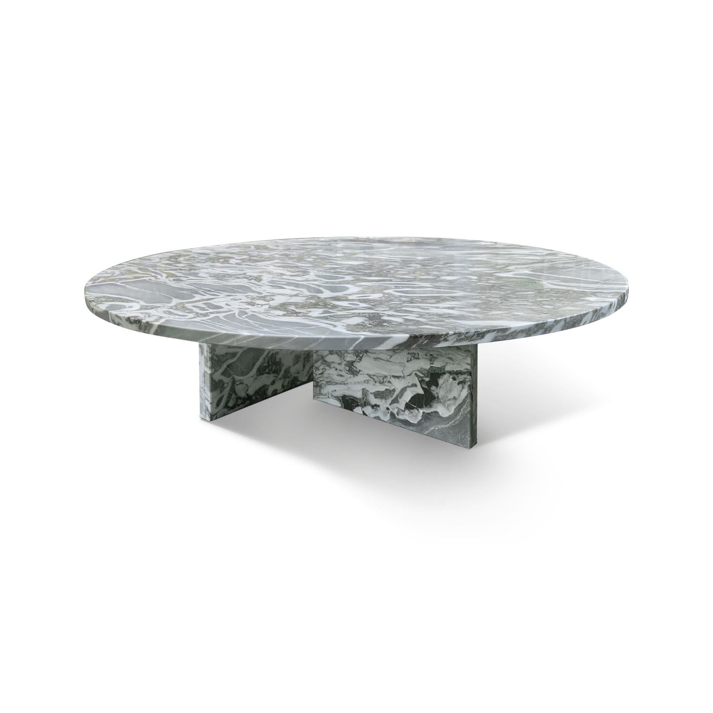 Natural Marble Coffee Table With Polished Surface For Living Room - Blue / Gray