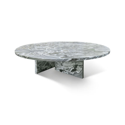 Natural Marble Coffee Table With Polished Surface For Living Room - Blue / Gray