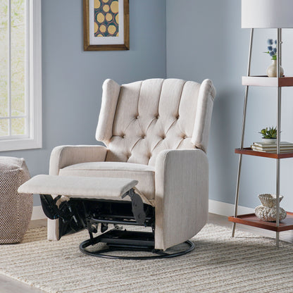 Classic Design, Manual Recliner Chair With 360 Degree Swivel - Beige