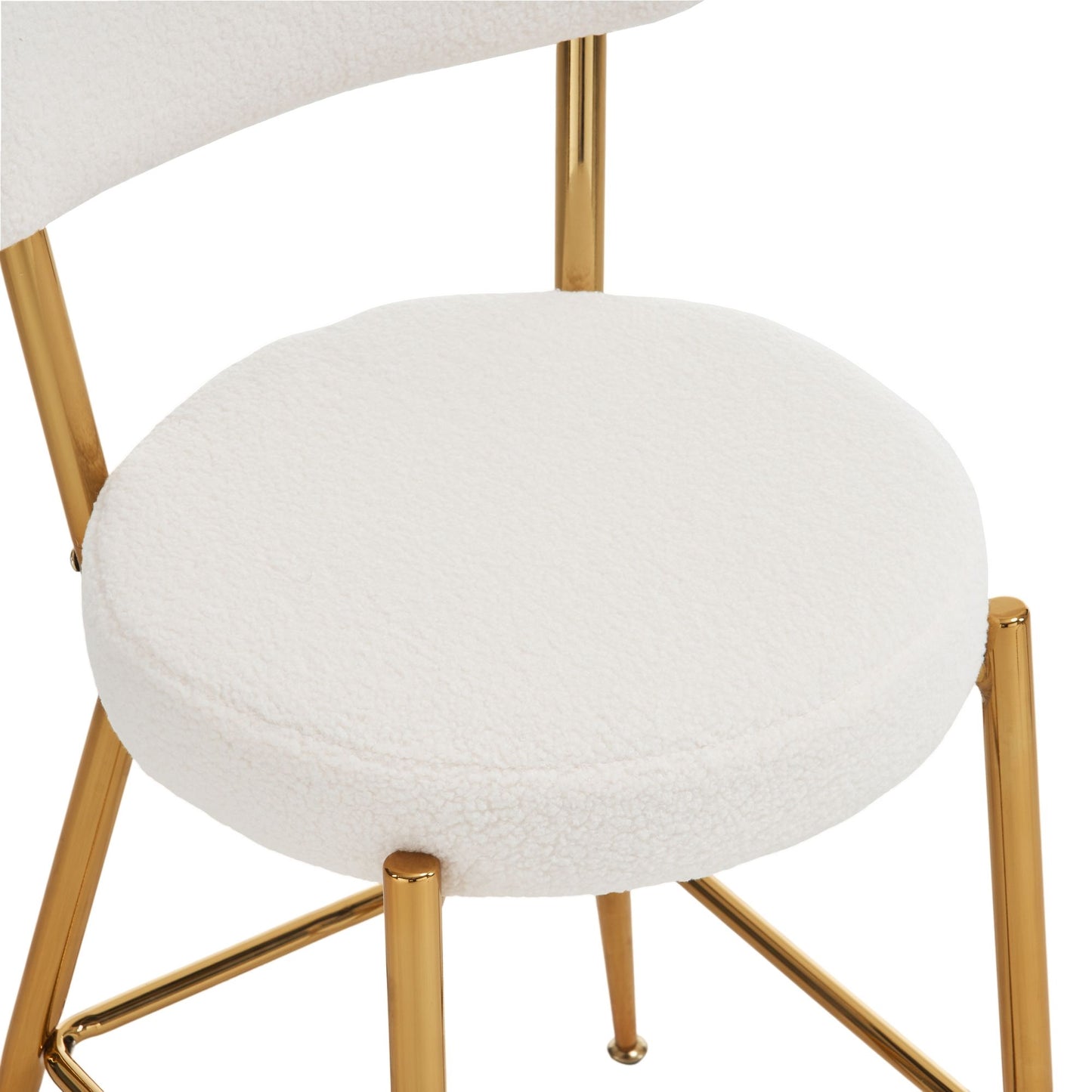 Modern Teddy Fabric Upholstered Bar Stools (Set of 2) - White / Gold