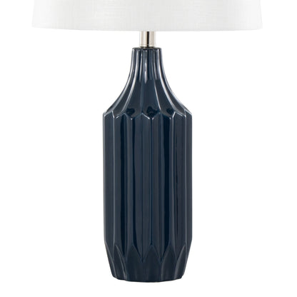 Stella - Contemporary Table Lamp - Gloss Dark Blue / White