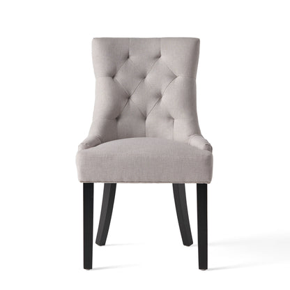 Quenching - Dining Chair With Sloped Arms And Diamond Tufting (Set of 2) - Light Gray