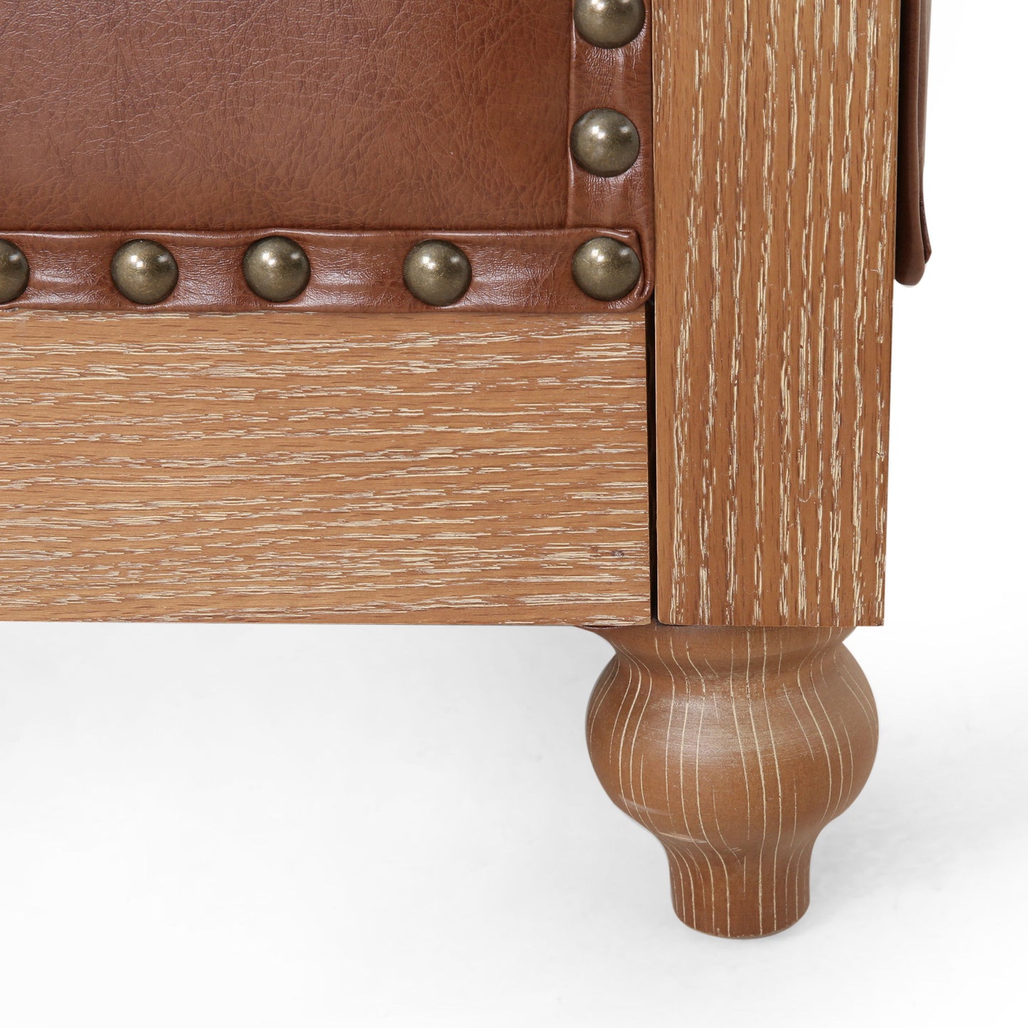 Comfy 3 Seat Sofa With Wooden Legs, Retro Style For Living Room And Study - Light Brown