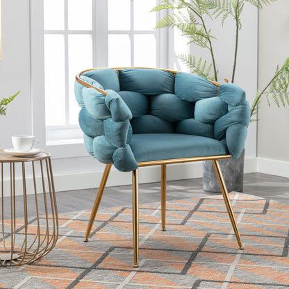 Luxury Modern Simple Leisure Velvet Single Sofa Chair Bedroom Lazy Person Household Dresser Stool Manicure Table Back Chair - Blue