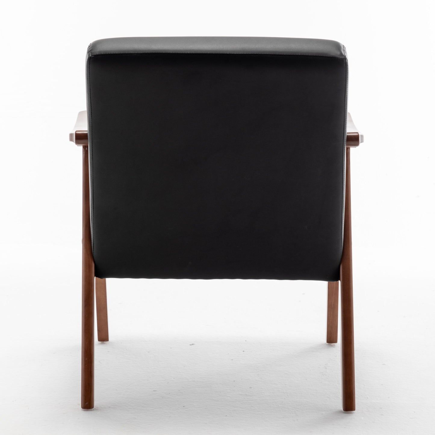 Mid Century Modern Wingback Accent Chair With Solid Wood Frame And Extra Thick Backrest - Lounge Chair For Living Room, Bedroom, Or Reading Room - Black