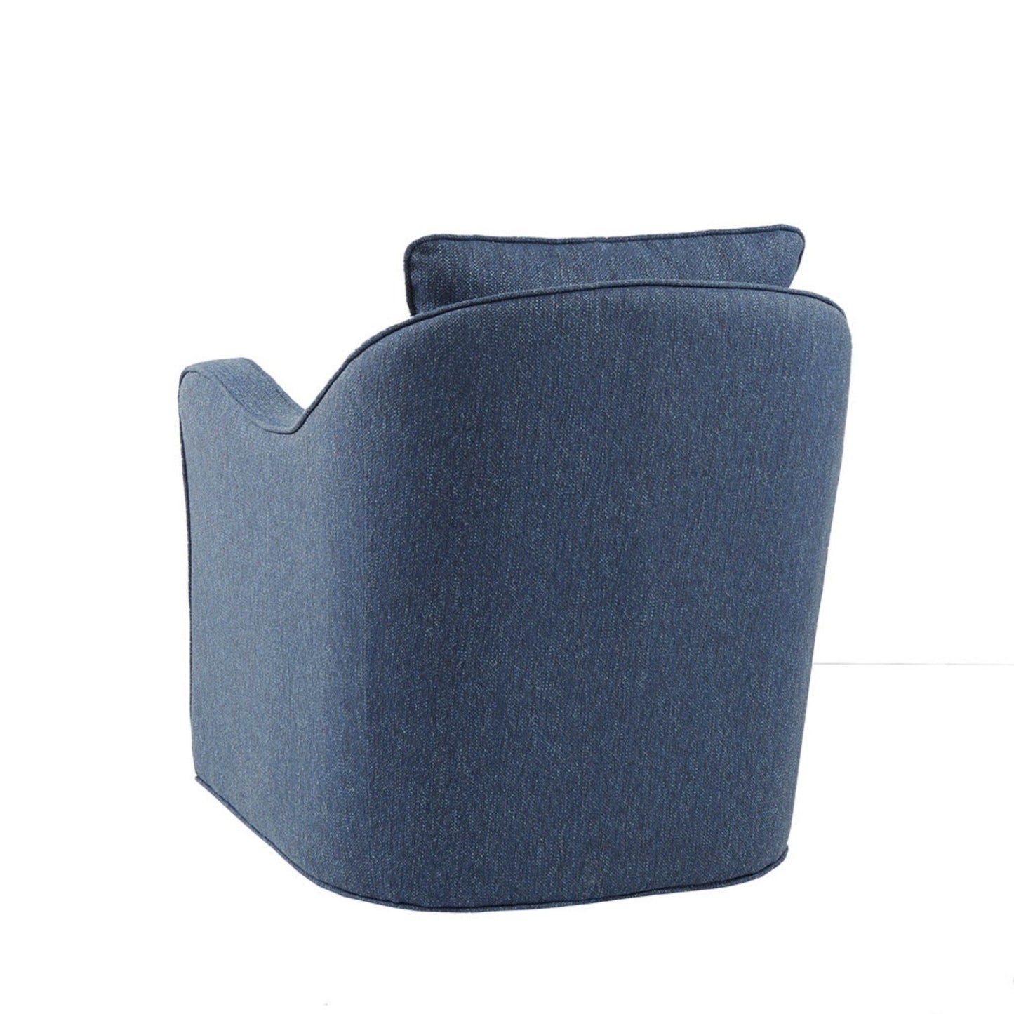 Swivel Chair With Upholstered Seat And Solid Wood Frame - Navy