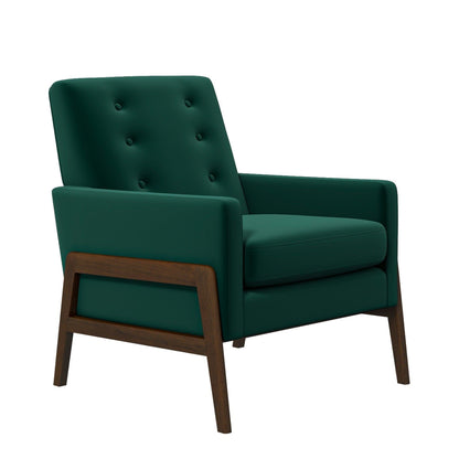 Cole - Solid Wood Lounge Chair - Green Fabric