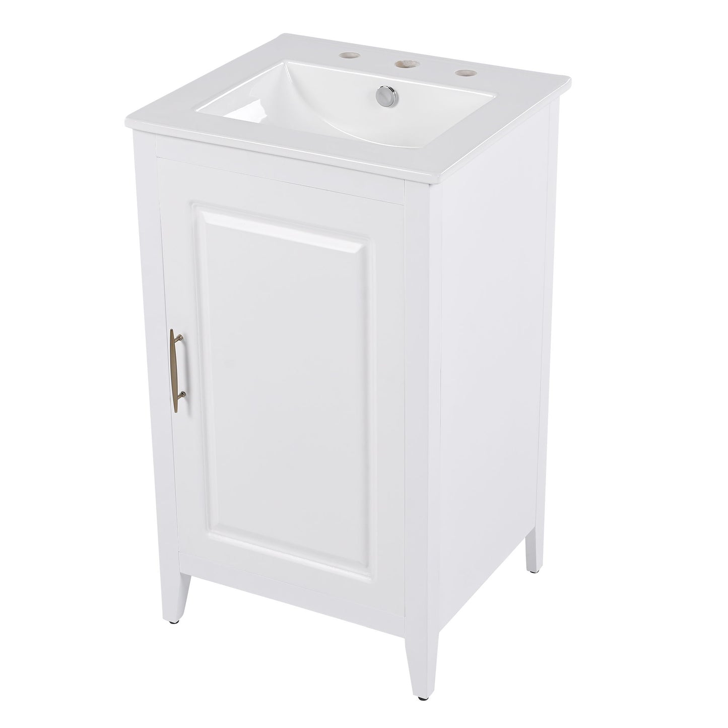 Modern 20.3" Bathroom Vanity With Sink, Functional Drawer, Soft Closing Door - White