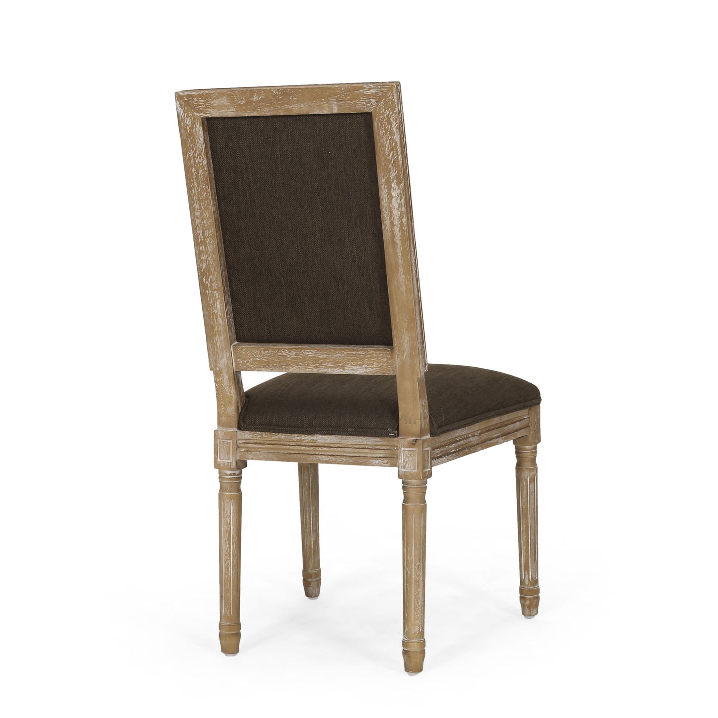 French Country Style Dining Chair Set With Upholstered Seats And Cane Backrest - Brown