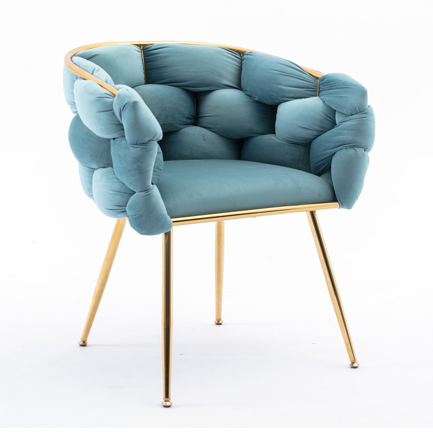 Luxury Modern Simple Leisure Velvet Single Sofa Chair Bedroom Lazy Person Household Dresser Stool Manicure Table Back Chair - Blue